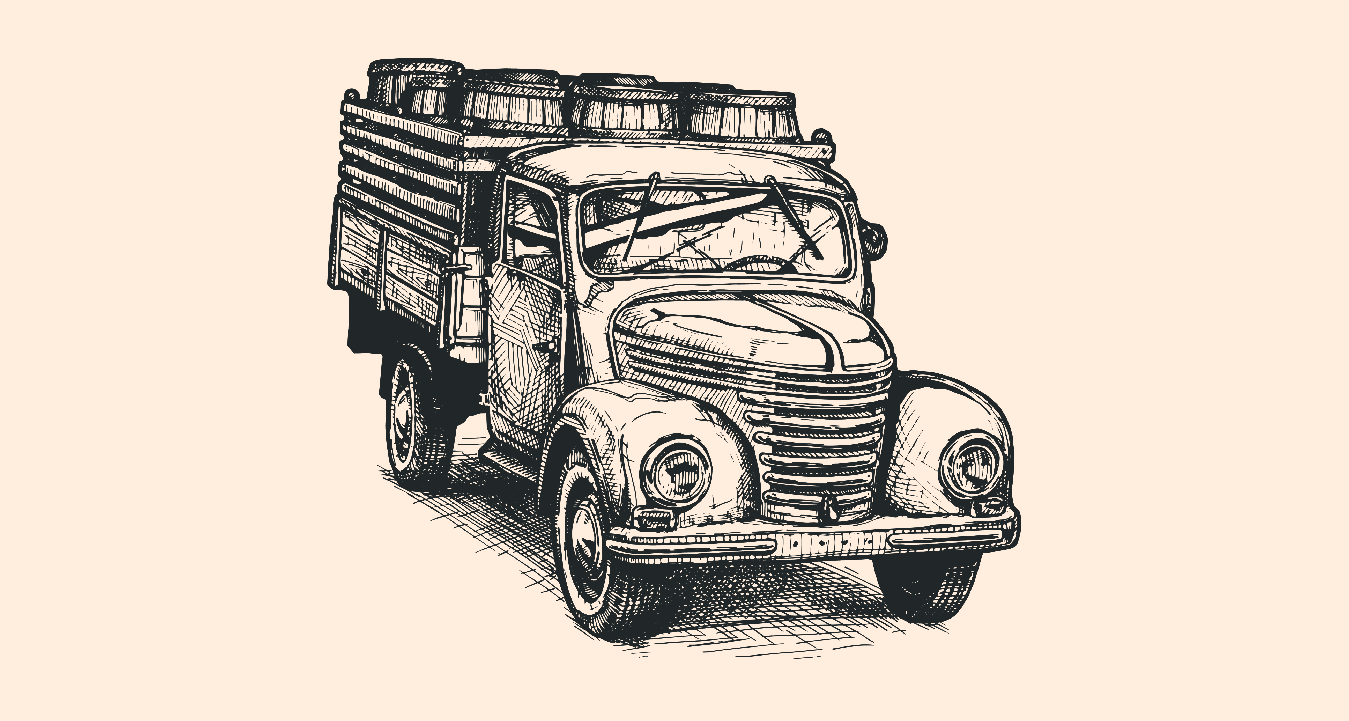 Drawing of an older delivery truck