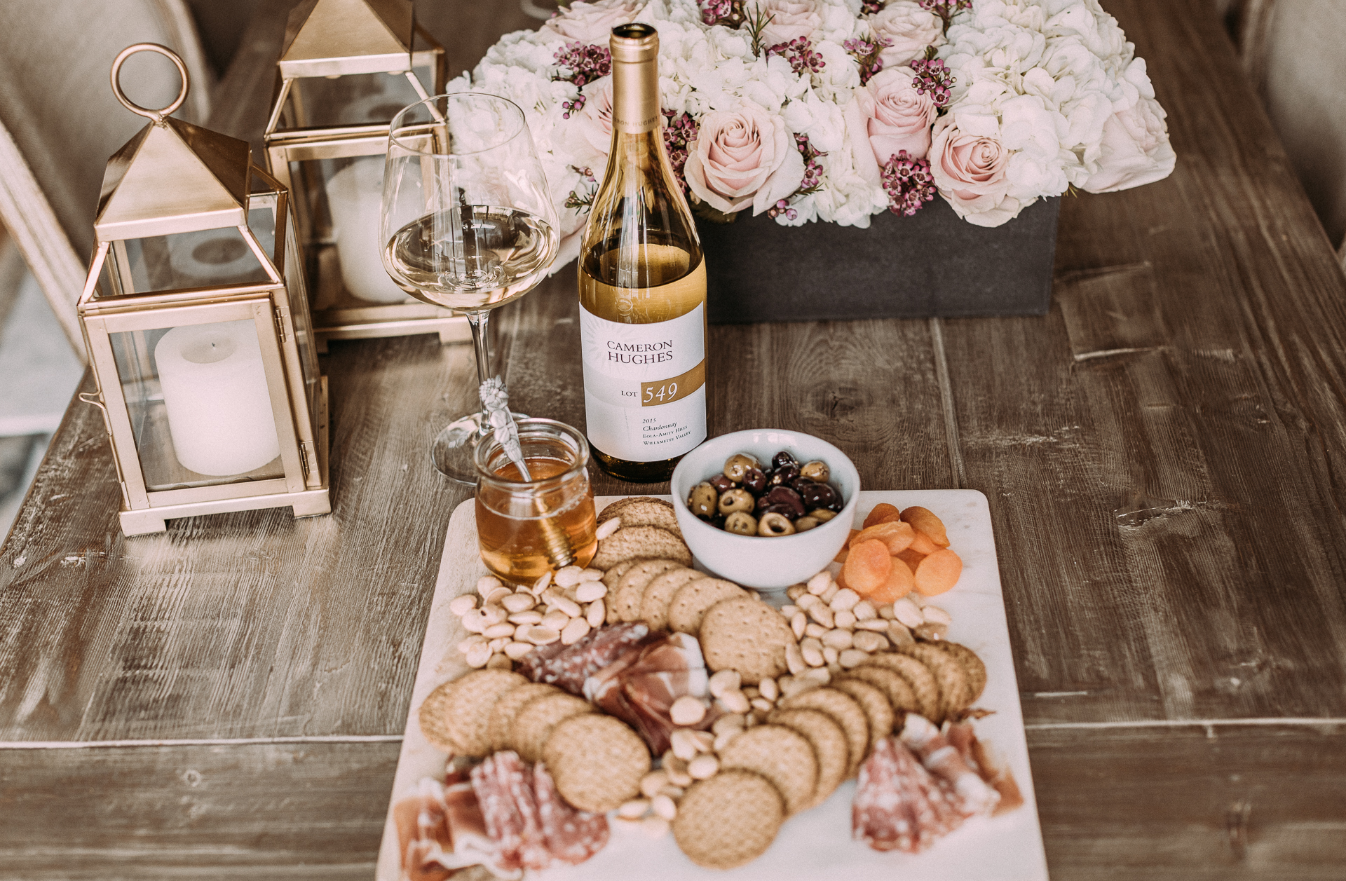 A charcuterie assortment paired with Cameron Hughes Wine