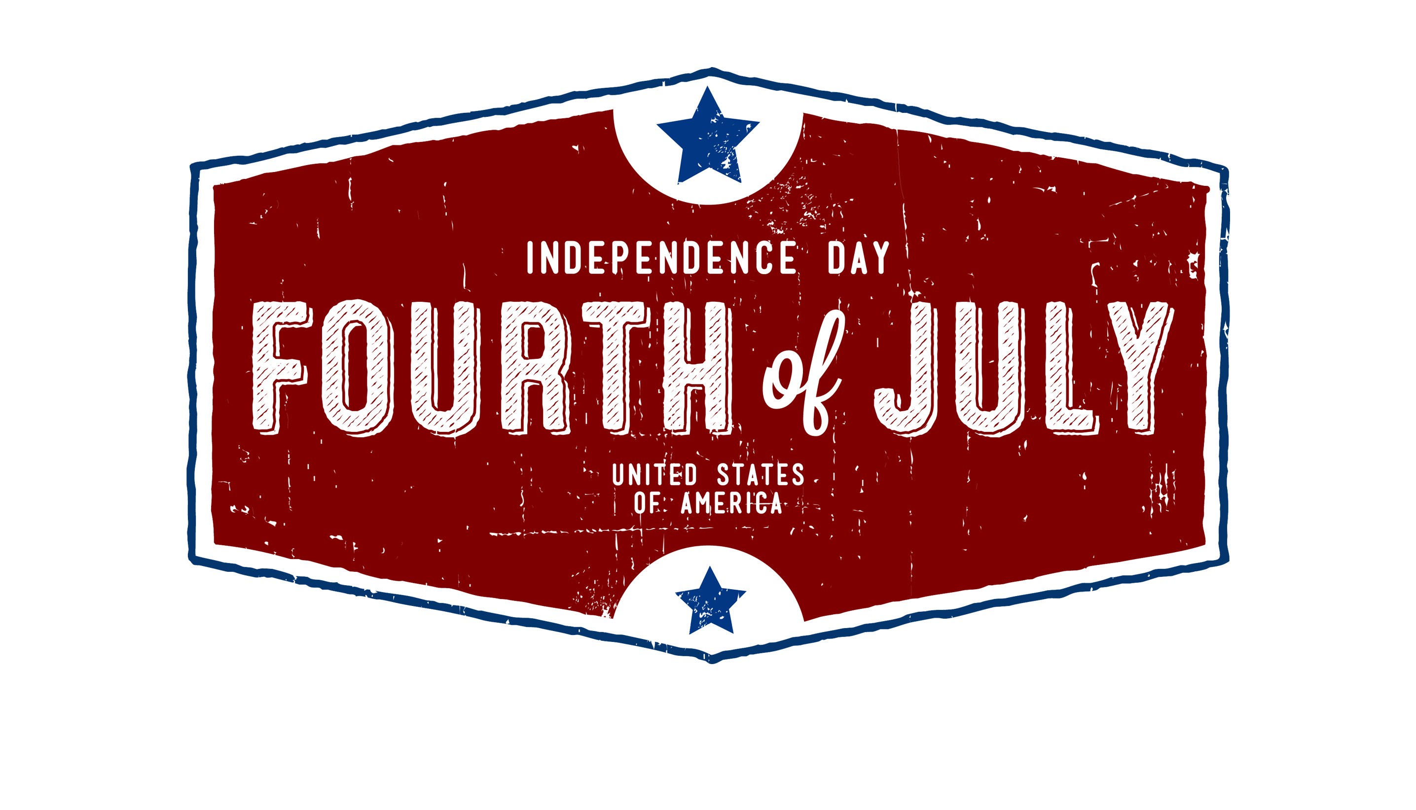 Independence Day. Fourth of July sign with stars in black and white
