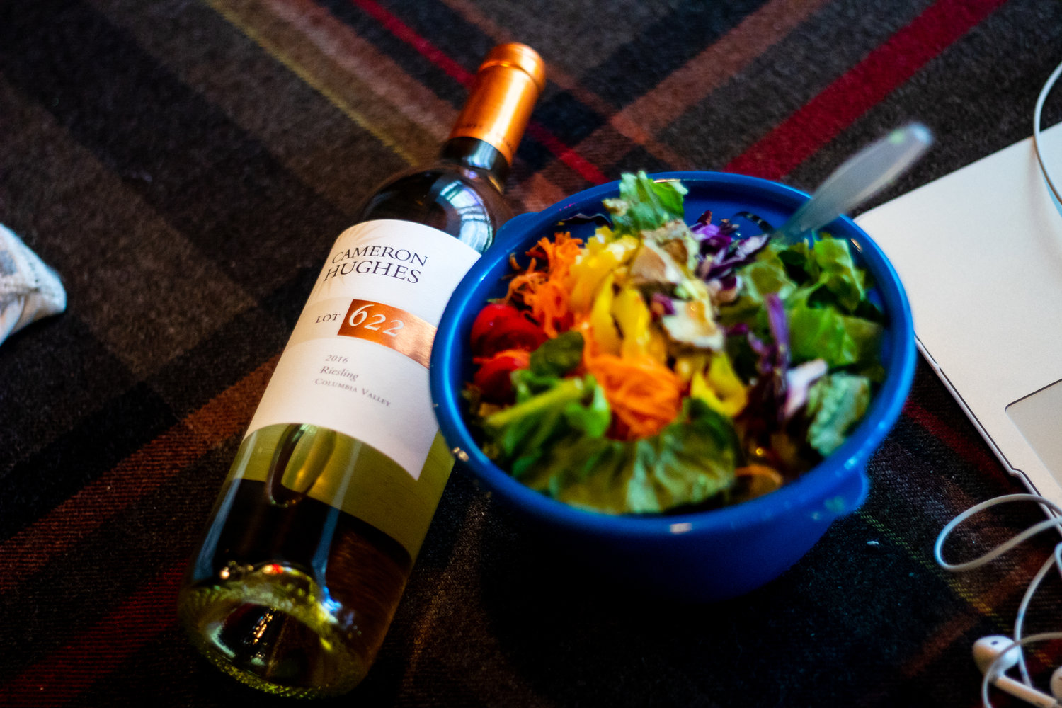 Fresh salad bowl paired with Cameron Hughes Wine Lot 622 Riesling