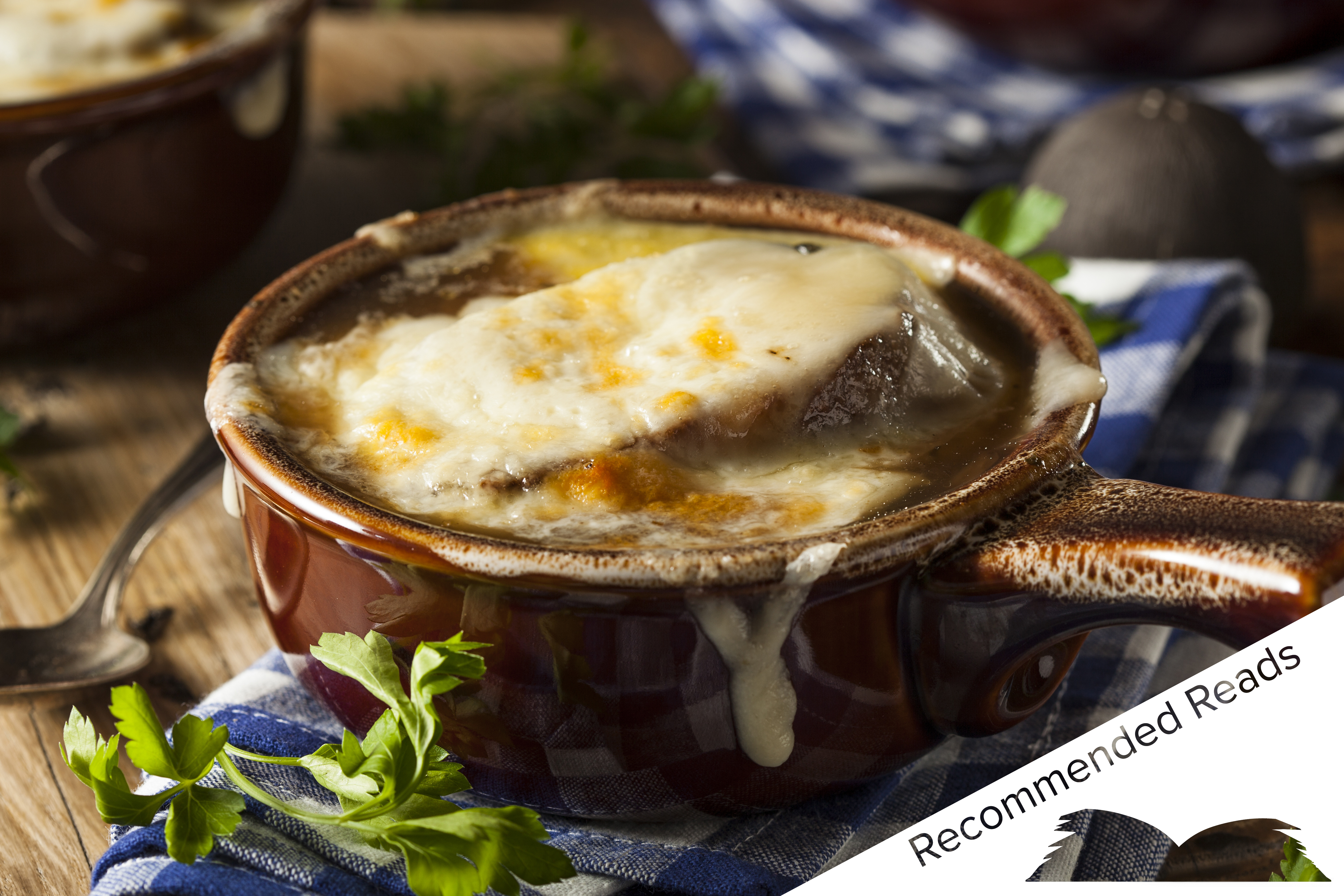 A bowl of piping hot French onion soup