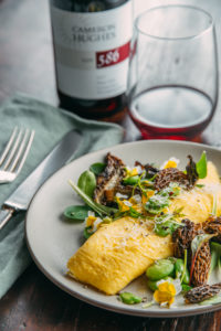 French omelet served with a pairing of red wine from Cameron Hughes Wine