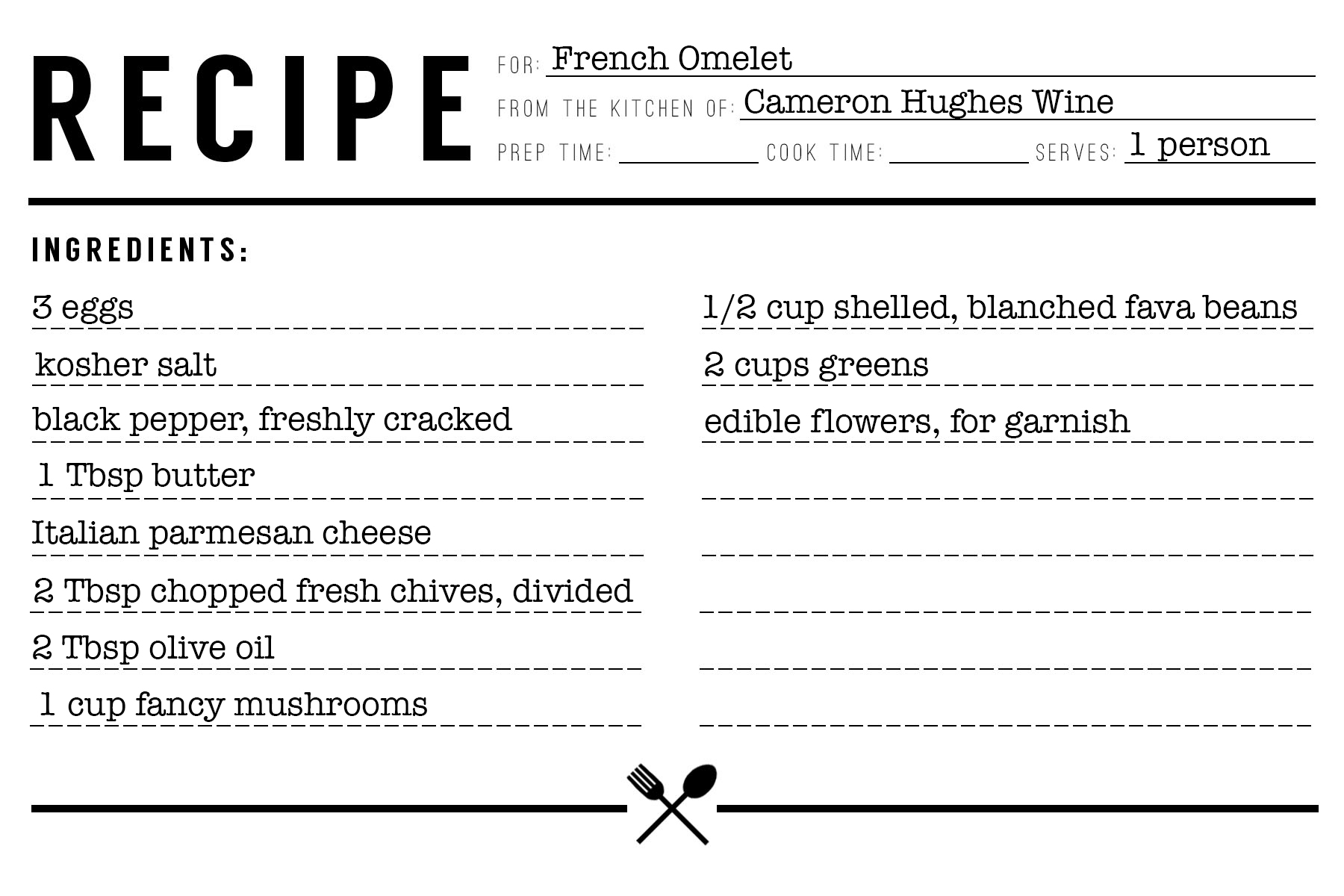 recipe card for French Omelet