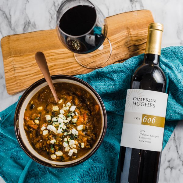 Vegetarian Pumpking Chili recipe paired with Lot 606 from Cameron Hughes wine