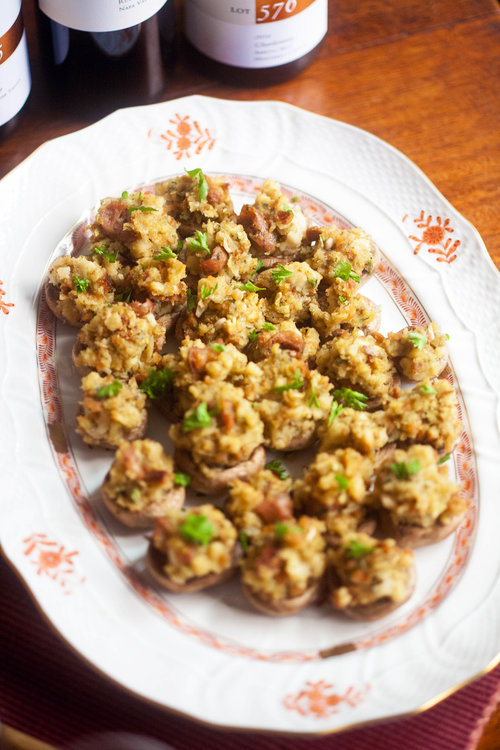 Stuffed mushrooms paired with wine