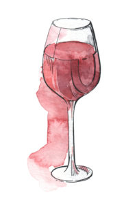 Artistic drawing of a glass of Merlot wine