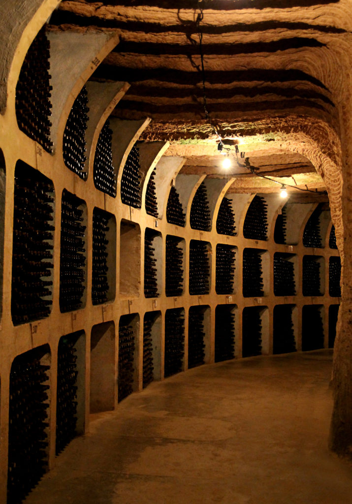 Moldova wine cave with thousands of bottles of wine being cellared