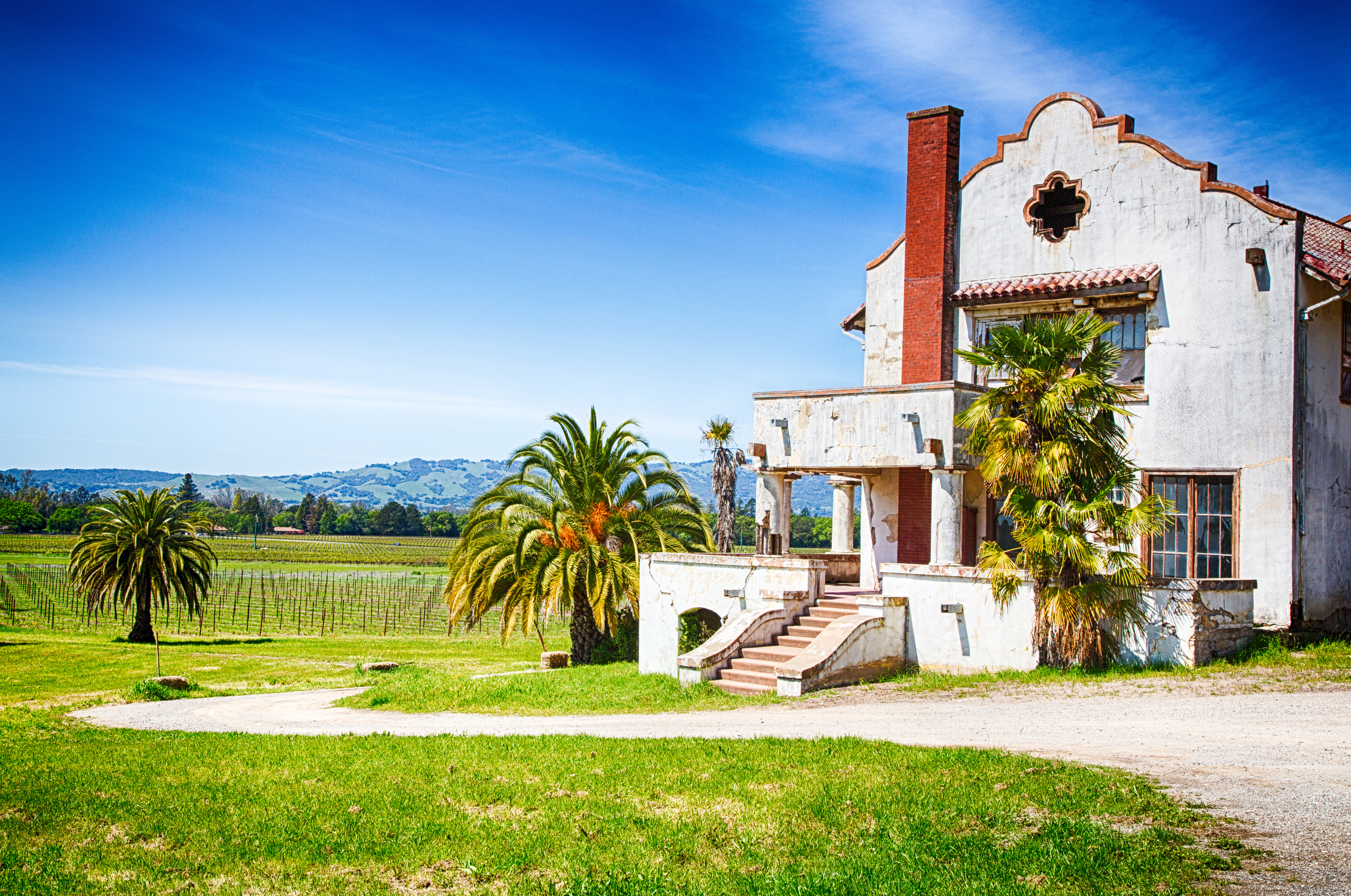 An old mission house on the grounds of a Sonoma County Vineyard. California