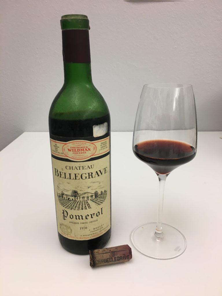 Bottle and glass of Chateau Bellegrave