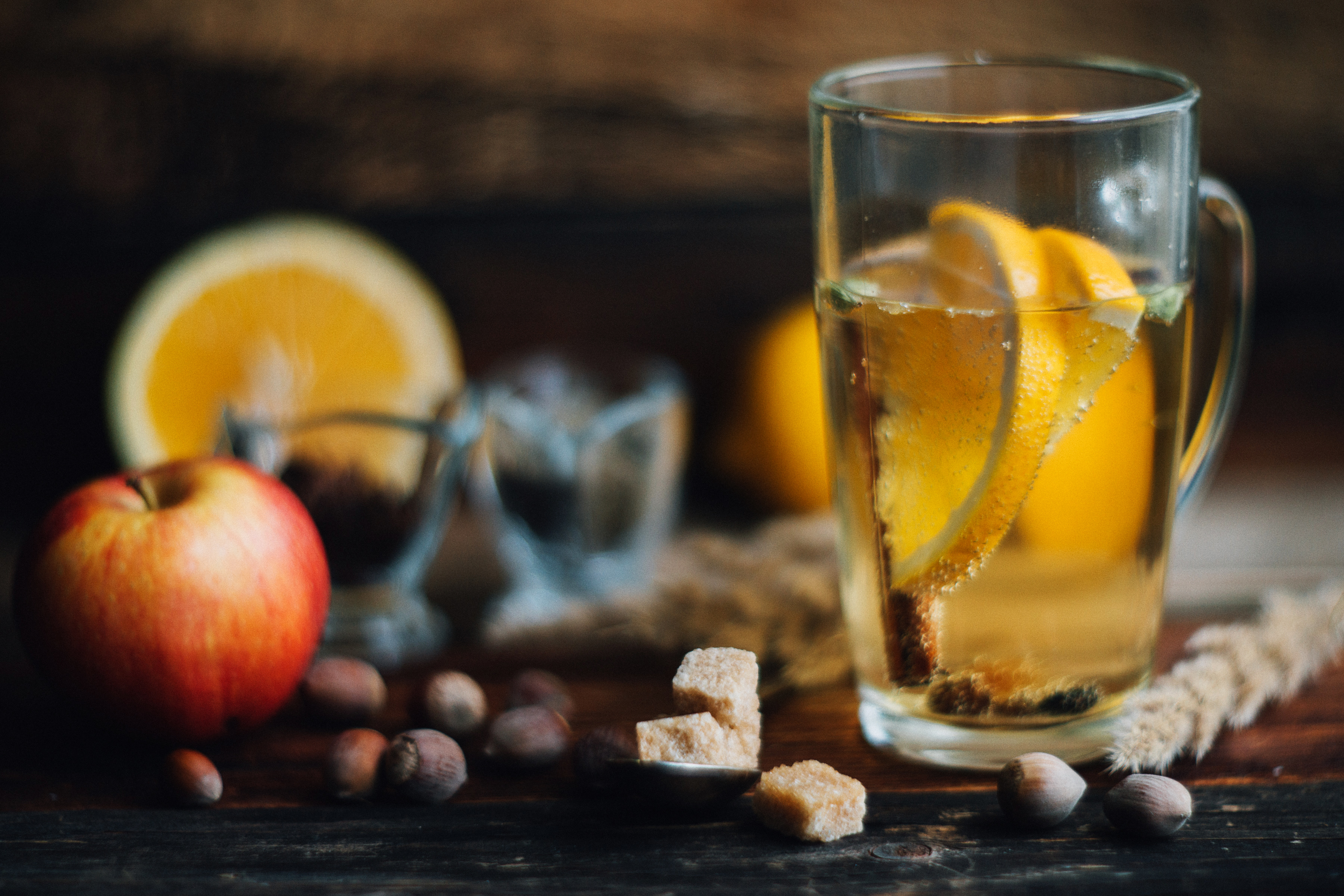 Hot toddy drink (apple orange rum punch) for Christmas and winter holidays - festive Christmas homemade drinks