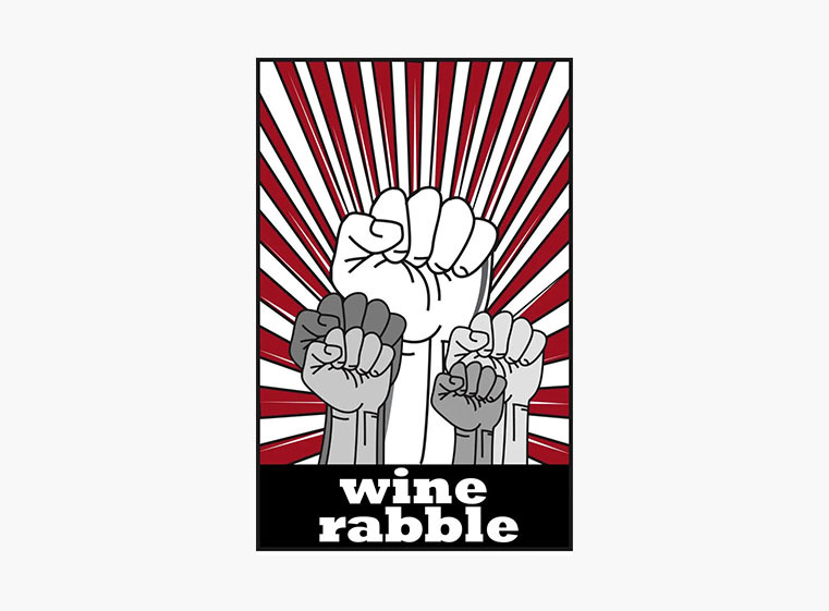 Wine Rabble Logo showing hands raised with fists
