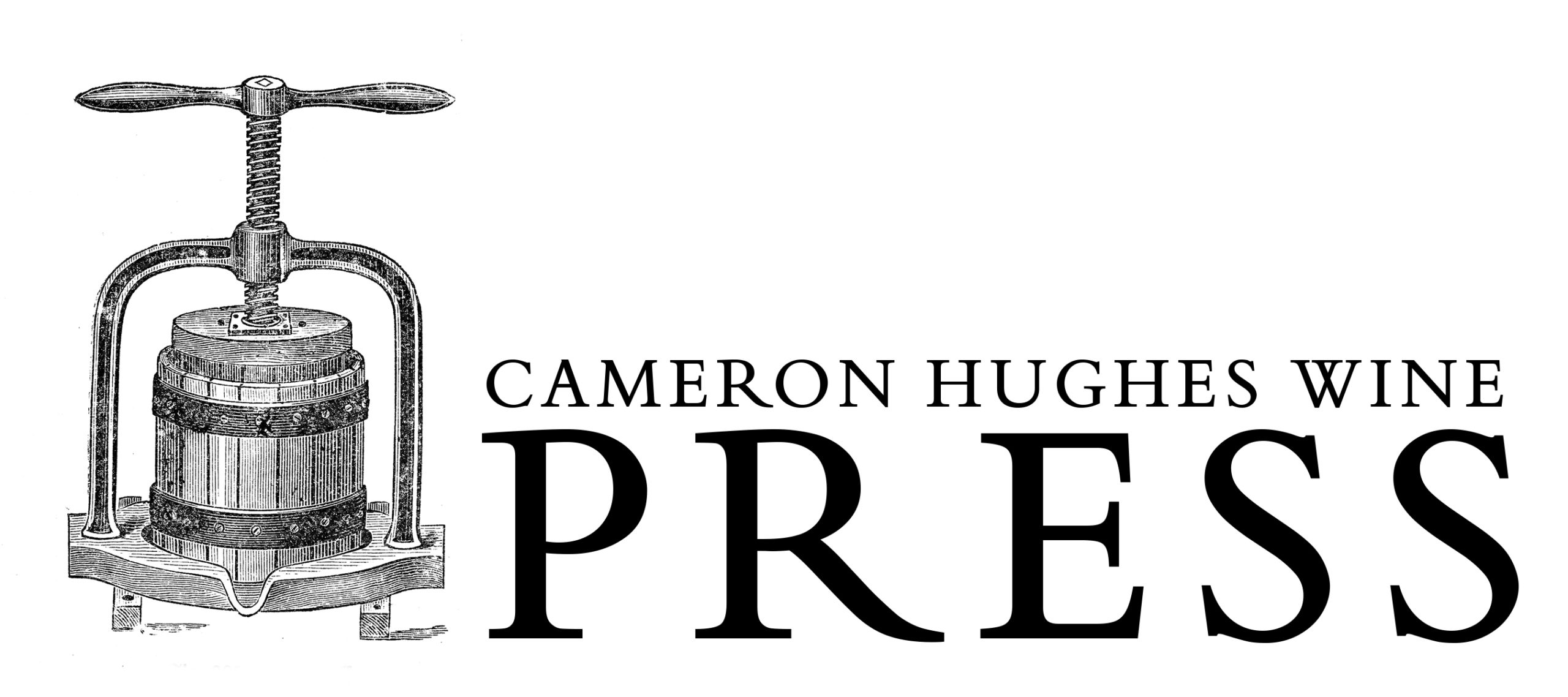 Cameron Hughes Wine Press logo showing an old-fashioned manual wine press