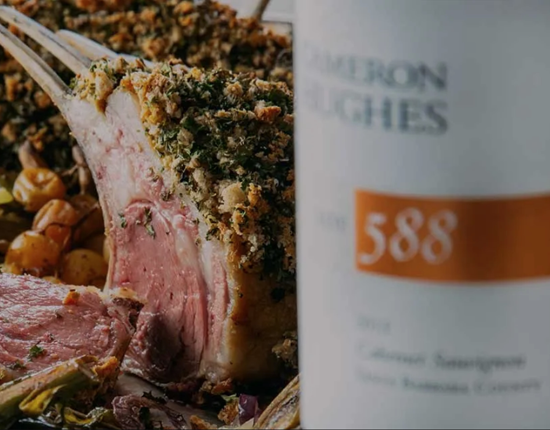 Rack of Lamb paired with Cameron Hughes Wine Lot 588 illustrates great wine pairing